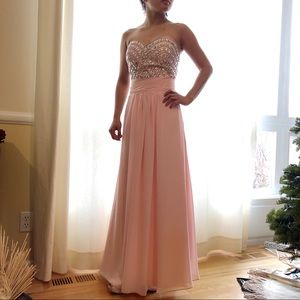 Light pink prom dress with sequin bodice